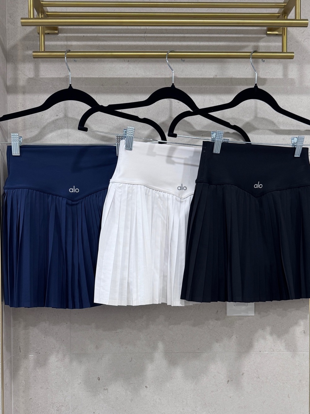 ALO Yoga Pleated High-Waist Mini Skirts - White, Navy & Black bundle